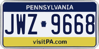 PA license plate JWZ9668