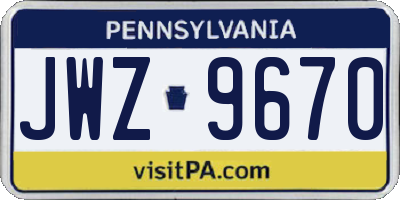 PA license plate JWZ9670