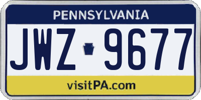 PA license plate JWZ9677