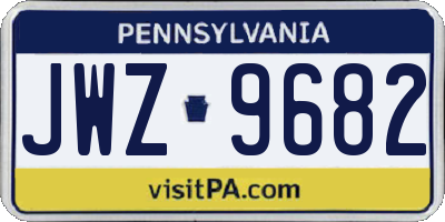 PA license plate JWZ9682