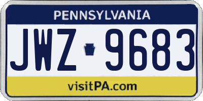 PA license plate JWZ9683