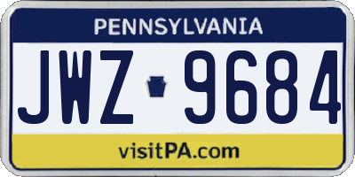 PA license plate JWZ9684