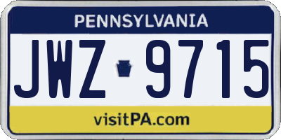 PA license plate JWZ9715