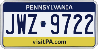 PA license plate JWZ9722