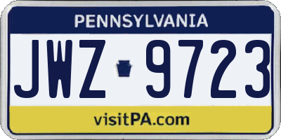 PA license plate JWZ9723