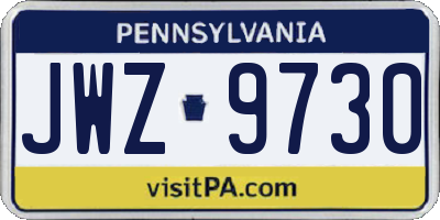 PA license plate JWZ9730