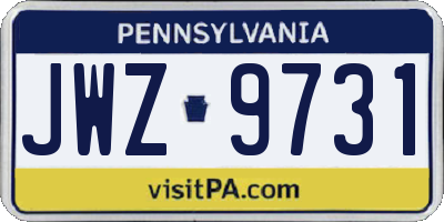 PA license plate JWZ9731