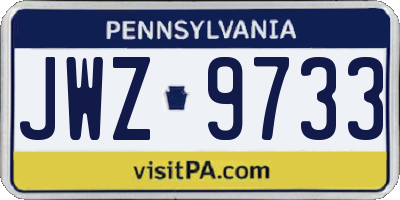 PA license plate JWZ9733
