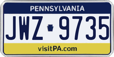 PA license plate JWZ9735