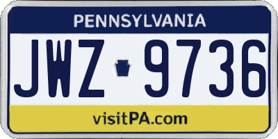 PA license plate JWZ9736