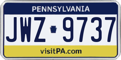 PA license plate JWZ9737