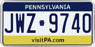 PA license plate JWZ9740