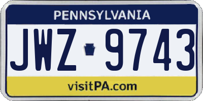 PA license plate JWZ9743