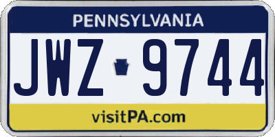 PA license plate JWZ9744