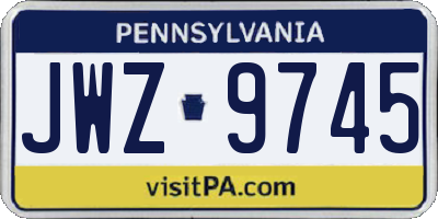 PA license plate JWZ9745