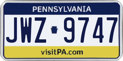 PA license plate JWZ9747