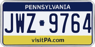 PA license plate JWZ9764