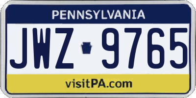 PA license plate JWZ9765