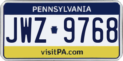 PA license plate JWZ9768