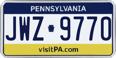 PA license plate JWZ9770