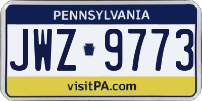 PA license plate JWZ9773