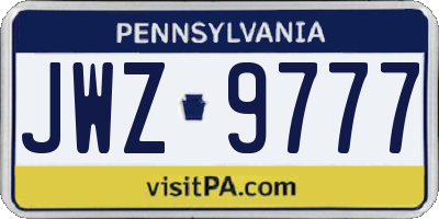 PA license plate JWZ9777