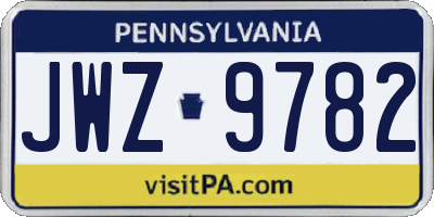 PA license plate JWZ9782