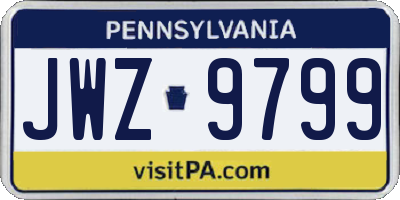 PA license plate JWZ9799