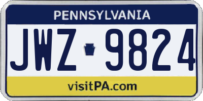 PA license plate JWZ9824