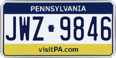 PA license plate JWZ9846