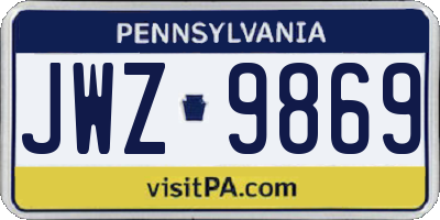 PA license plate JWZ9869