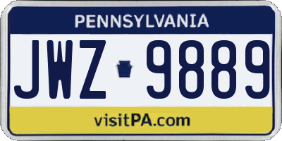PA license plate JWZ9889