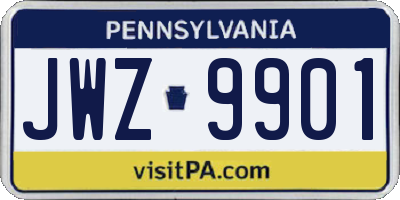 PA license plate JWZ9901