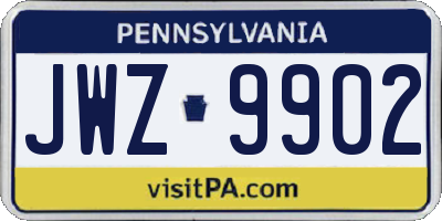 PA license plate JWZ9902