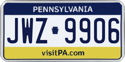 PA license plate JWZ9906