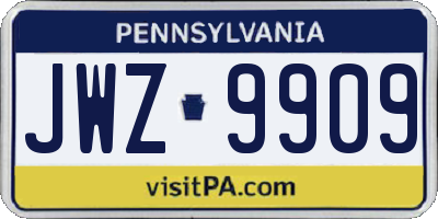 PA license plate JWZ9909