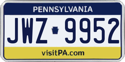 PA license plate JWZ9952