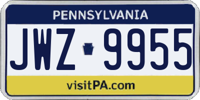 PA license plate JWZ9955