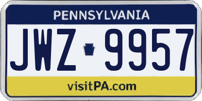 PA license plate JWZ9957