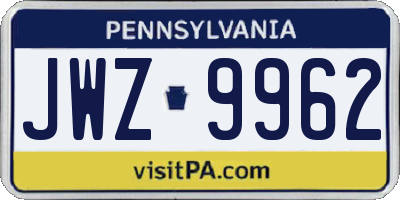 PA license plate JWZ9962