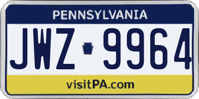 PA license plate JWZ9964