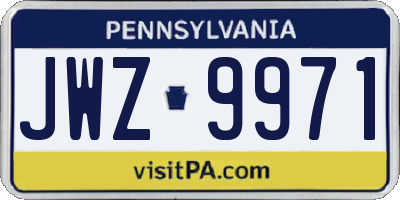 PA license plate JWZ9971
