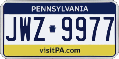 PA license plate JWZ9977