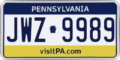 PA license plate JWZ9989