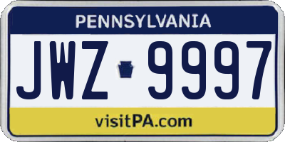 PA license plate JWZ9997