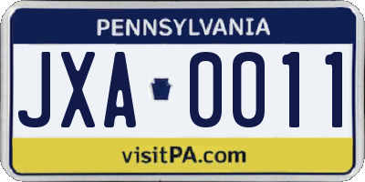 PA license plate JXA0011