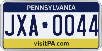 PA license plate JXA0044