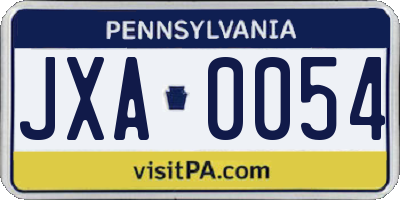 PA license plate JXA0054