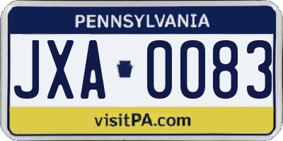 PA license plate JXA0083