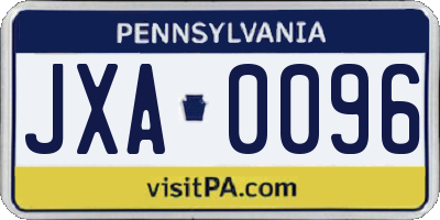 PA license plate JXA0096